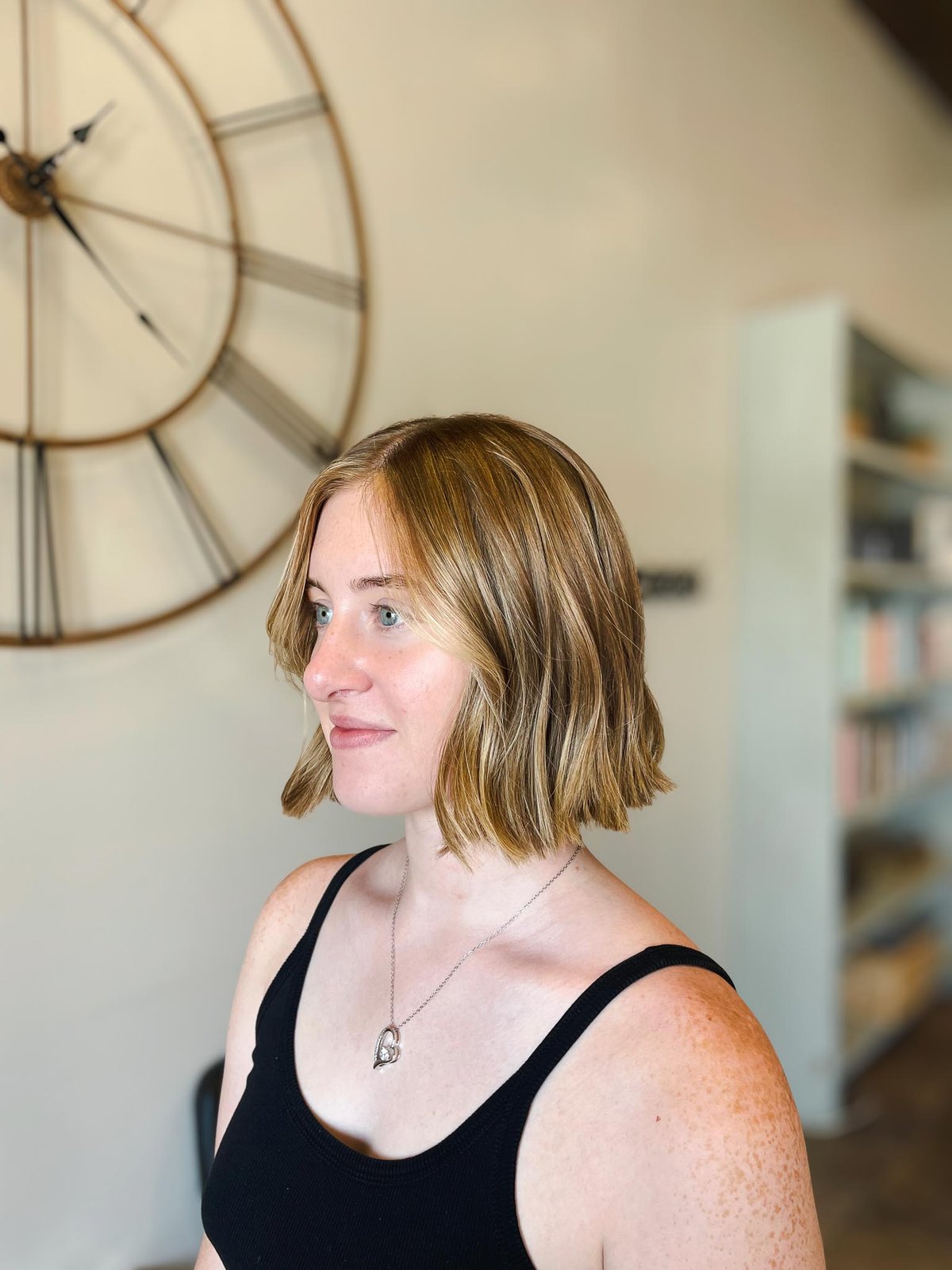 Golden blonde blunt bob with a soft bend — Logan, Utah